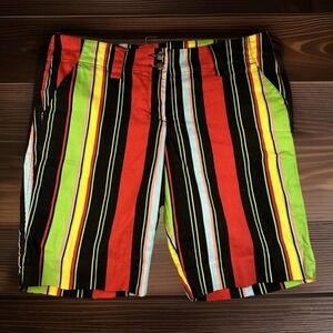 LOUDMOUTH Golf Shorts‎ Women's Size 4 Searsucker Stripes Golf Crazy Pattern